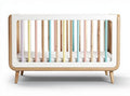 Houten kinderbed met gekleurde spijlen afmetingen 120 x 60 x 75cm