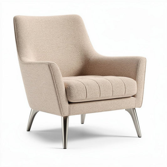 Lounge fauteuil van textiel in beige met metalen poten 70 x 80 x 90cm