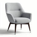 Relaxfauteuil van gebroken wit stof met houten poten 70 x 70 x 80cm