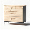 houten ladekast met metalen onderstel en drie laden 60 x 40 x 80cm
