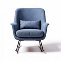 Stoel van blauw stof met kussen en metalen poten 70 x 70 x 85cm