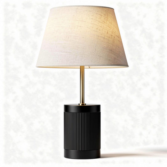 Tafellamp met stoffen kap zwart met gouden afwerking 30 x 30 x 45cm