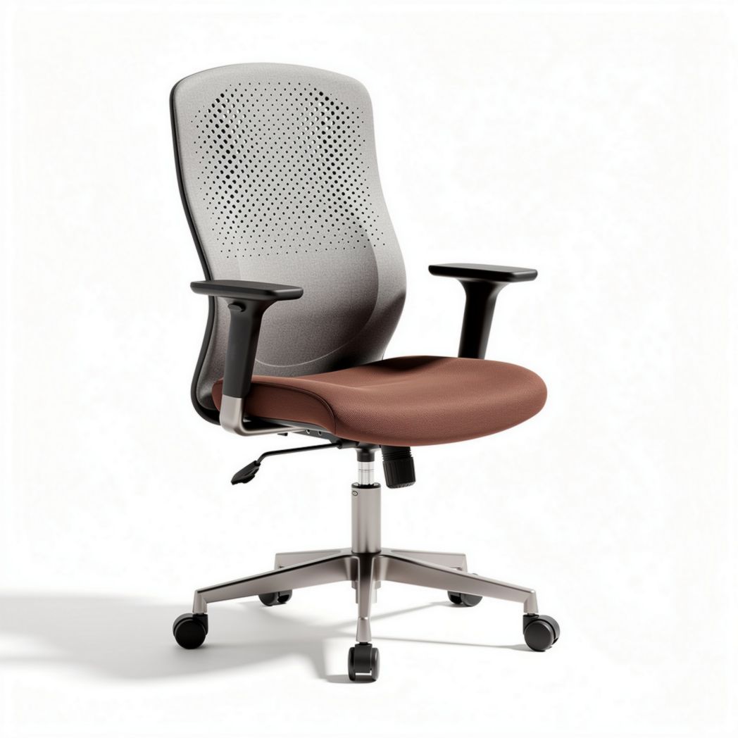 Ergonomische bureaustoel met mesh rugleuning en bruin zitkussen 45 x 45 x 100cm